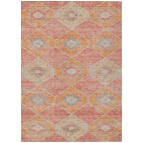 Chantille Machine Washable Indoor/Outdoor Abstract ACN1857 Coral 5 ft. x 7 ft. 6 in. Accent Rug