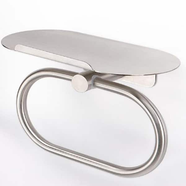 1 Pack 304 Stainless Steel Wall Mounted Towel Ring with Shelf, Heavy Duty Bath Accessories in Brushed Nickel