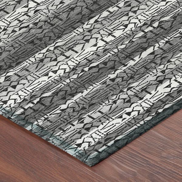 Chantille Machine Washable Indoor/Outdoor Abstract ACN2855 Gray 8 ft. x 8 ft. Round Rug