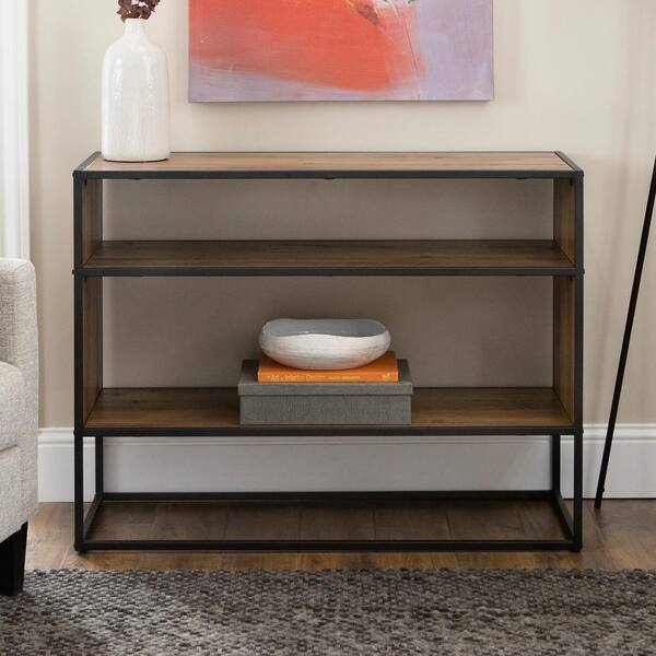 Walker Edison Furniture Company 40 in. Rustic Oak Metal and Wood Storage Console