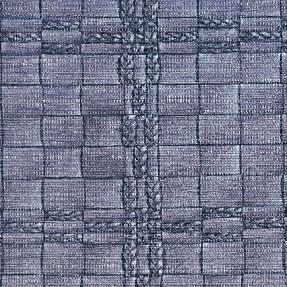 Navy Blue Abstract Synthetic Flat Woven Rectangular Rug 6' x 9'