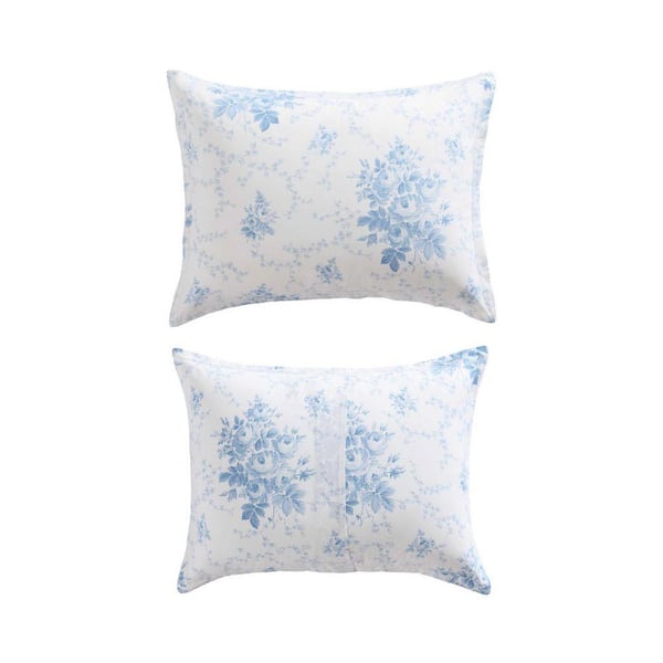 Laura Ashley Sophia Light Blue/White Cotton Twin 2-Piece Duvet