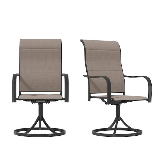 360° Swivel Patio Dining Chairs (Set of 2)-Textilene Fabric, High Back Ergonomic Design for Outdoor/Indoor Use