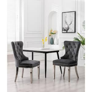 Grenoble Gray Velvet Dining Chair (Set of 2)