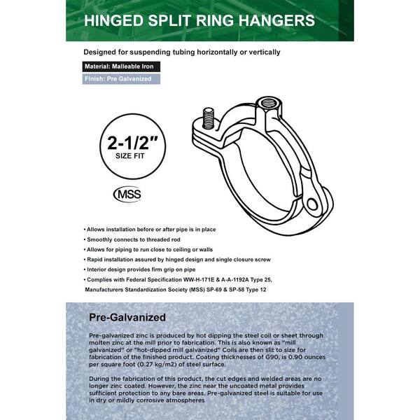 1-1/2 inch Size Galvanized Split Ring Pipe Hanger NEW