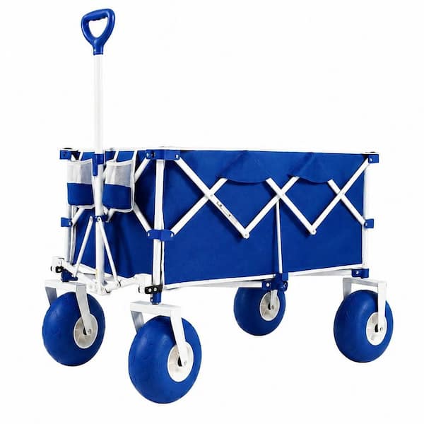200L 600lb Capacity Steel Frame Garden Cart with 9 Inch All-Terrain Sand-Proof Wheels and Foldable Bin