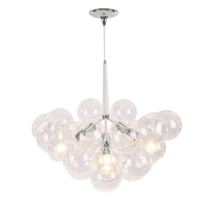 6-Light White Modern Unique Glass Bubble Chandelier with Bulbs Included
