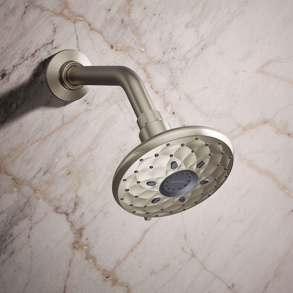Rosewood 6-Spray Patterns 4.9375 in. Wall Mount Fixed Shower Head in Vibrant Brushed Nickel