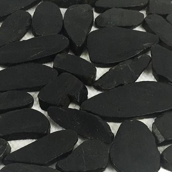 Rain Forest 12 in. x 12 in. Black Sliced High-Polish Pebble Stone Floor and Wall Tile (5.0 sq. ft. / case) Rain Forest 12 in. x 12 in. Black Sliced High-Polish Pebble Stone Floor and Wall Tile (5.0 sq. ft. / case)