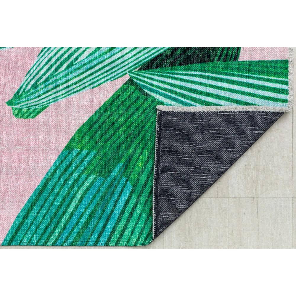 Tropical Oasis Black Floral 8' x 10' Synthetic Area Rug