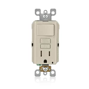 15-Amp Smartlockpro Combination Gfci Outlet And Switch, Light Almond