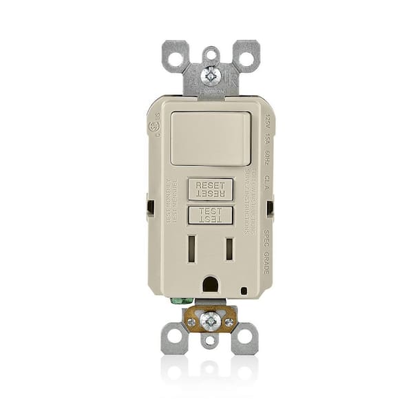Leviton 15-Amp Smartlockpro Combination Gfci Outlet And Switch, Light Almond