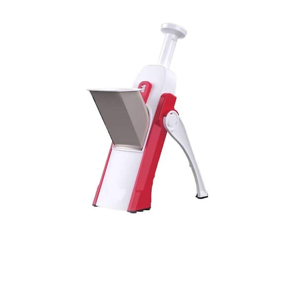 Red Mandoline Slicer, Adjustable Vegetable Chopper Food Cutter with Container for Slicing, Shredding, Making Chips