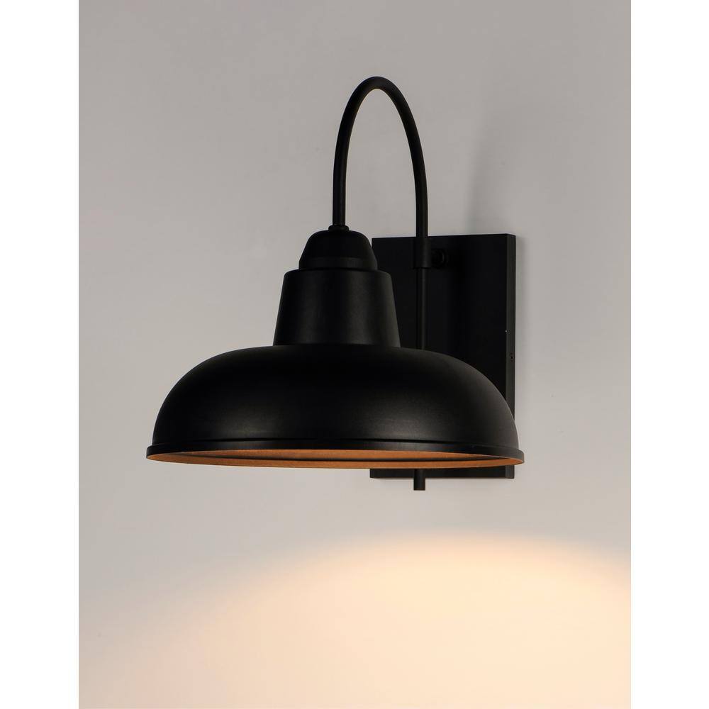 Black Industrial Outdoor Wall Sconce with Nylon Shade