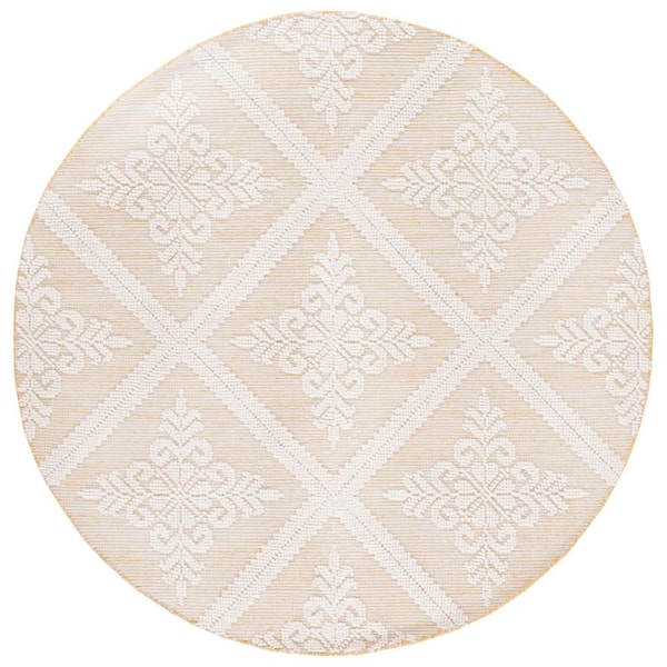 Area Rug Gold Diamond Pattern SAFAVIEH Vermont 6 ft. x 6 ft. Ivory/Gold Diamond Ornate Round Area Rug ...