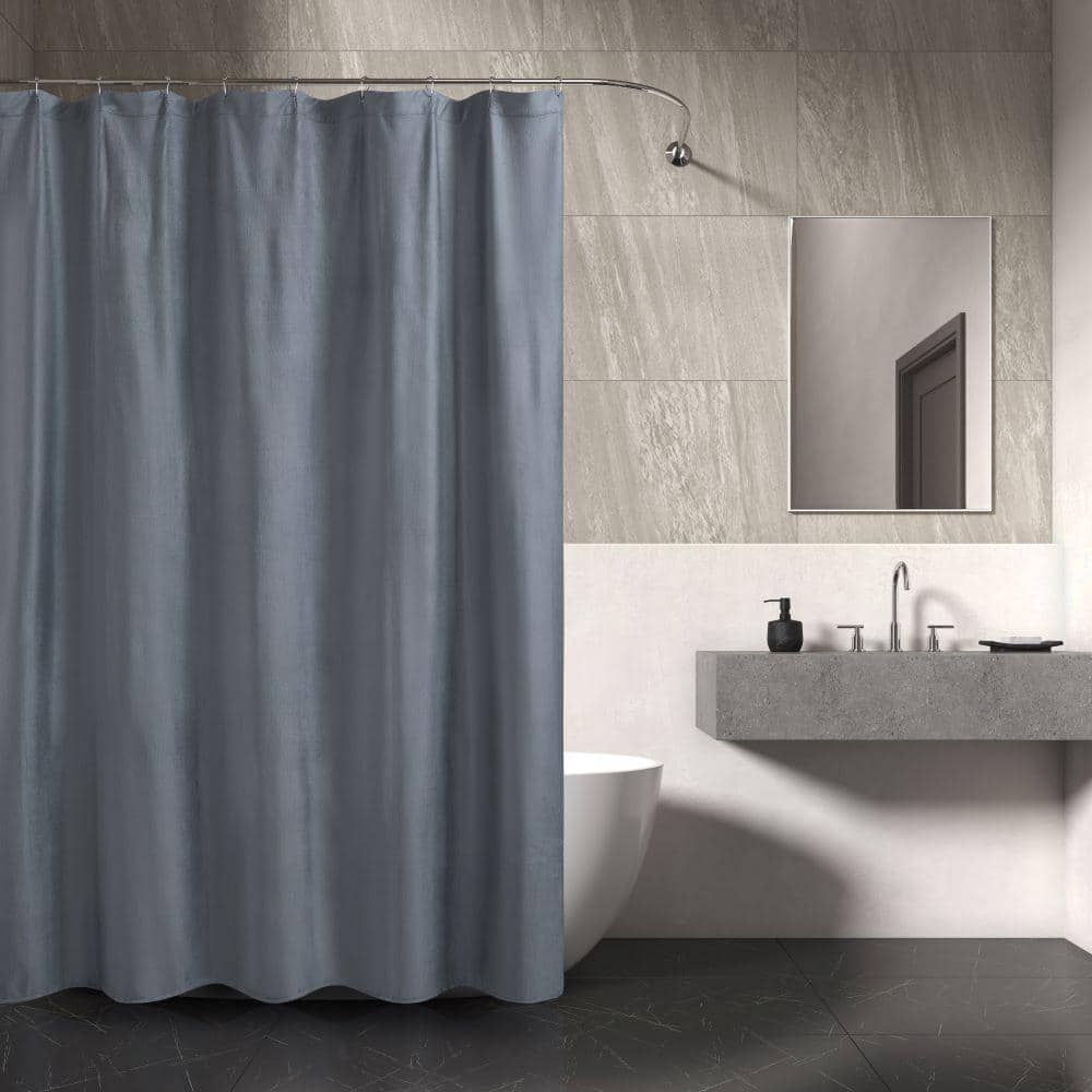 Valletta 72" x 72" Blue Embossed Velvet Shower Curtain