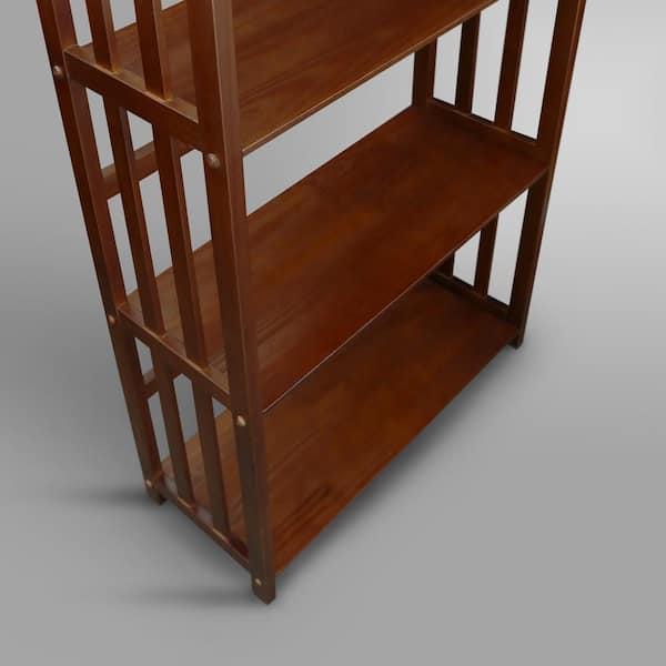 Casual Home 63 in. Walnut Wood 4-shelf Etagere Bookcase with Open