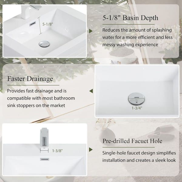 Aionor 36 in. W Single Sink Wall-Mounted Floating Bath Vanity