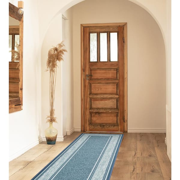 Grey Cream Rubber Back Mat Long Wide Corridor Hallway Rugs Hall Runner Anti  Slip