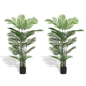 2-Piece Topiary Tree Artificial 70.8 in Palm Outdoor Realistic Plants UV Resistant