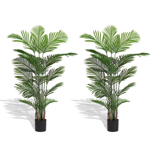 Unbranded 2-Piece Topiary Tree Artificial 70.8 in Palm Outdoor Realistic Plants UV Resistant