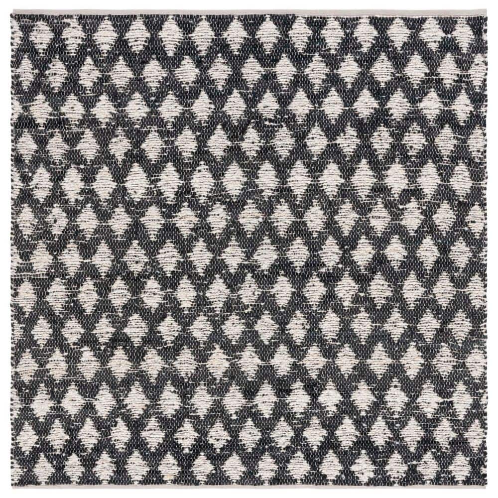 SAFAVIEH Natura 6 ft. x 6 ft. Beige/Black Diamond Marle Square Area Rug ...