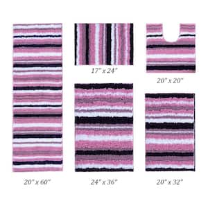 Griffie Collection Purple Polyester 5-Piece Bath Rug Set