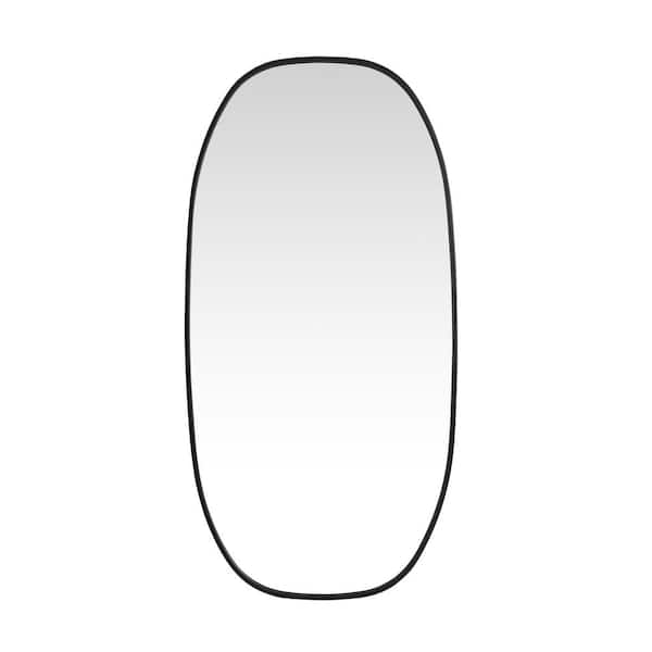 Unbranded Timeless Home 24 in. W x 48 in. H x Modern Metal Framed Oval Black Mirror