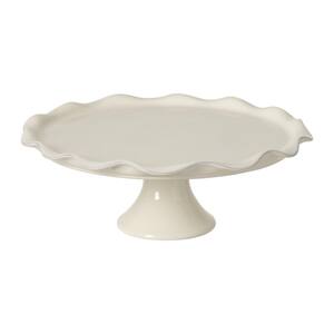 Cook and Host Ruffled 1-Tier Cream Cake Plate