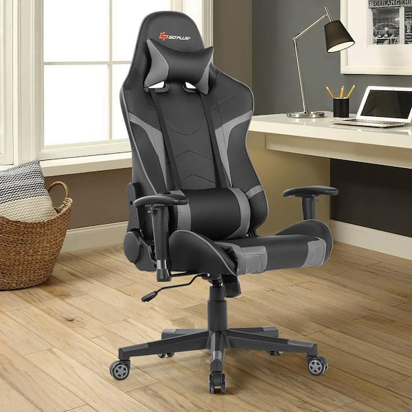 PC Gaming Chair Ergonomic Swivel Massage Recliner PU Computer