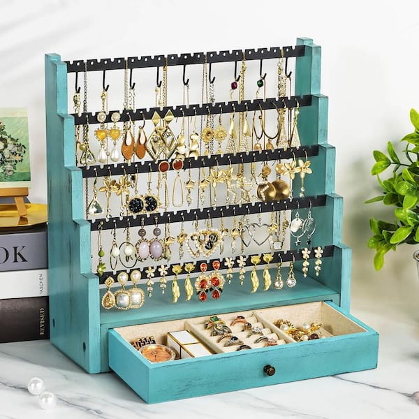 Dracelo Green 12 ft. x 11.5 ft. Wooden Jewelry Organizer - Holds