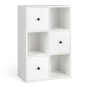 35.5 in. White 6-Cube Bookcase Storage Organizer with 3 Open Cubes 3 Drawers for Home Office