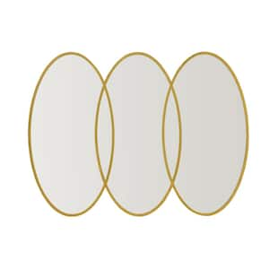 Eclipse 40 in. W x 30 in. H Gold Wall Mirror