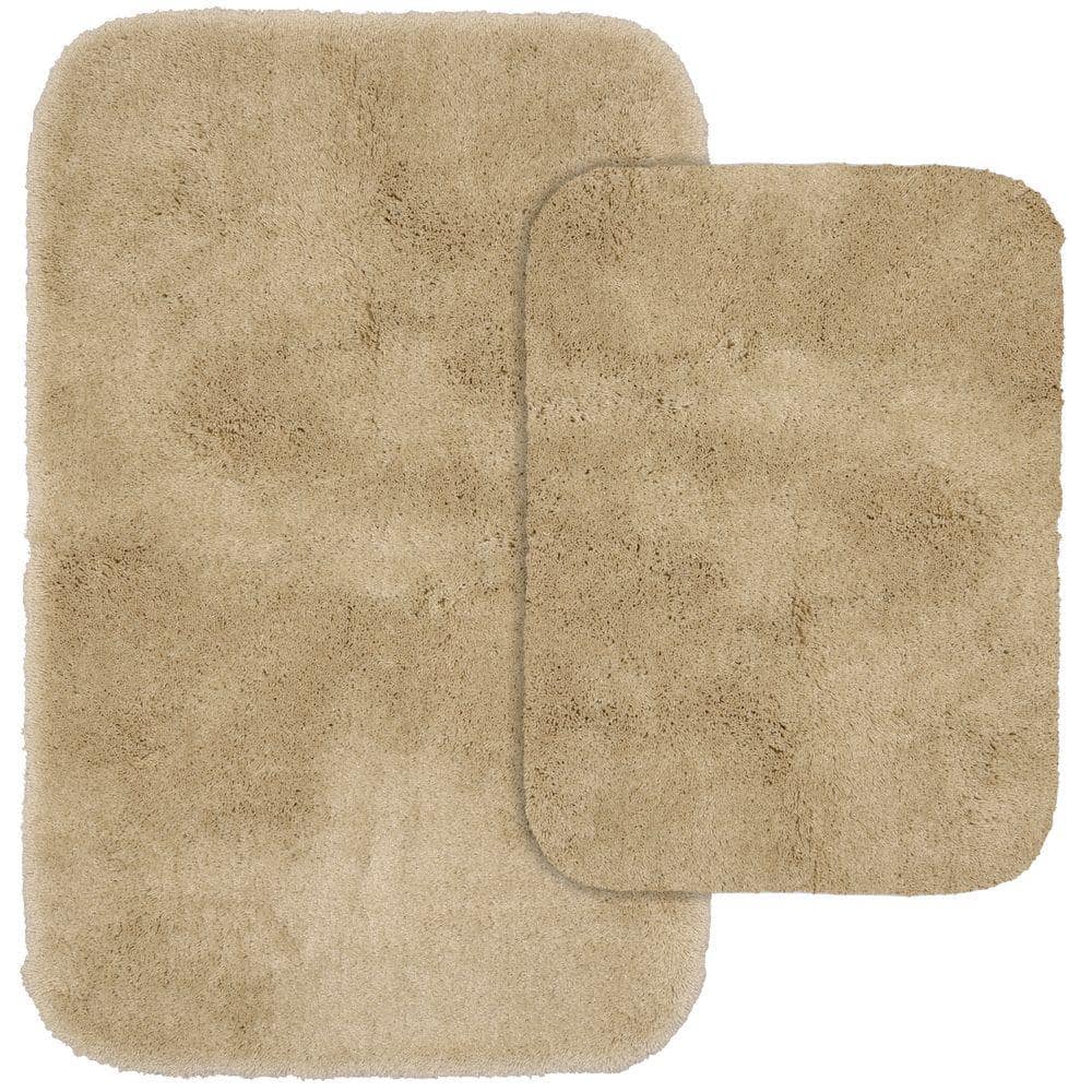 Luxury Ultra Plush Beige Nylon Bath Rug Set