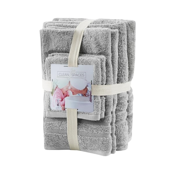 Unbranded Nurture 6-Piece Grey Sustainable Antimicrobial Cotton Bath Towel Set