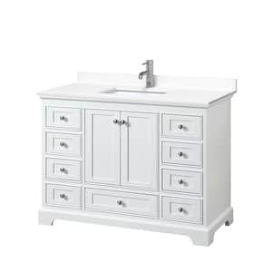 Deborah 48 in. W x 22 in. D Single Vanity in White with Cultured Marble Vanity Top in White with White Basin