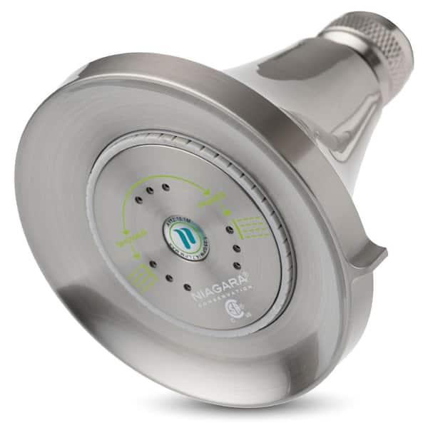 Niagara Conservation Earth Luxe 3-Spray with 1.25 GPM 3.35 in. Wall Mount Adjustable Fixed Shower Head in Brushed Nickel, 24-Pack