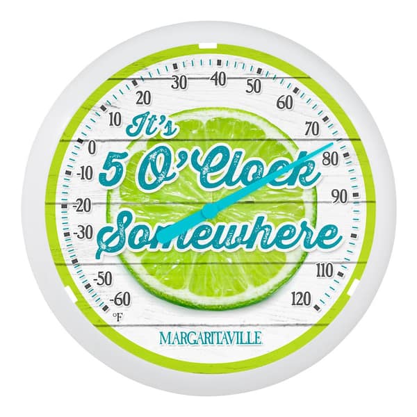 La Crosse 13.25-inch "It's 5 O'Clock Somewhere" Margaritaville Analog Dial Thermometer