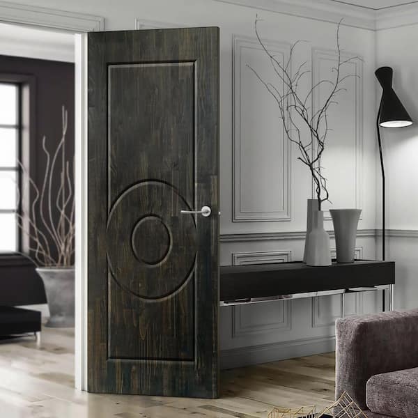 CALHOME 42 in. x 84 in. Charcoal Black Stained Pine Wood Modern