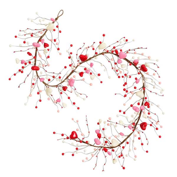 6 ft. Artificial Valentine's Day Heart & Berry Twig Garland