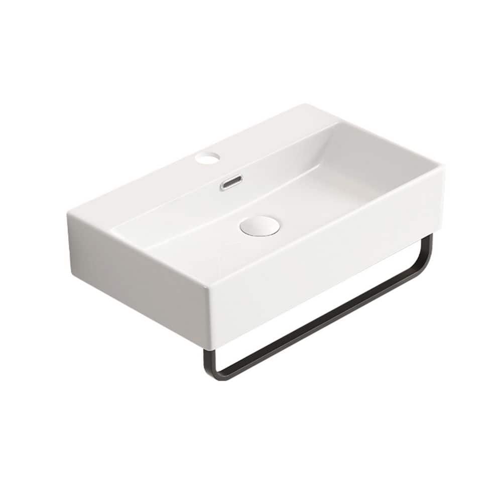 20.08 in. White Vessel Bathroom Sink with Towel Rack price history on PriceWatchPro