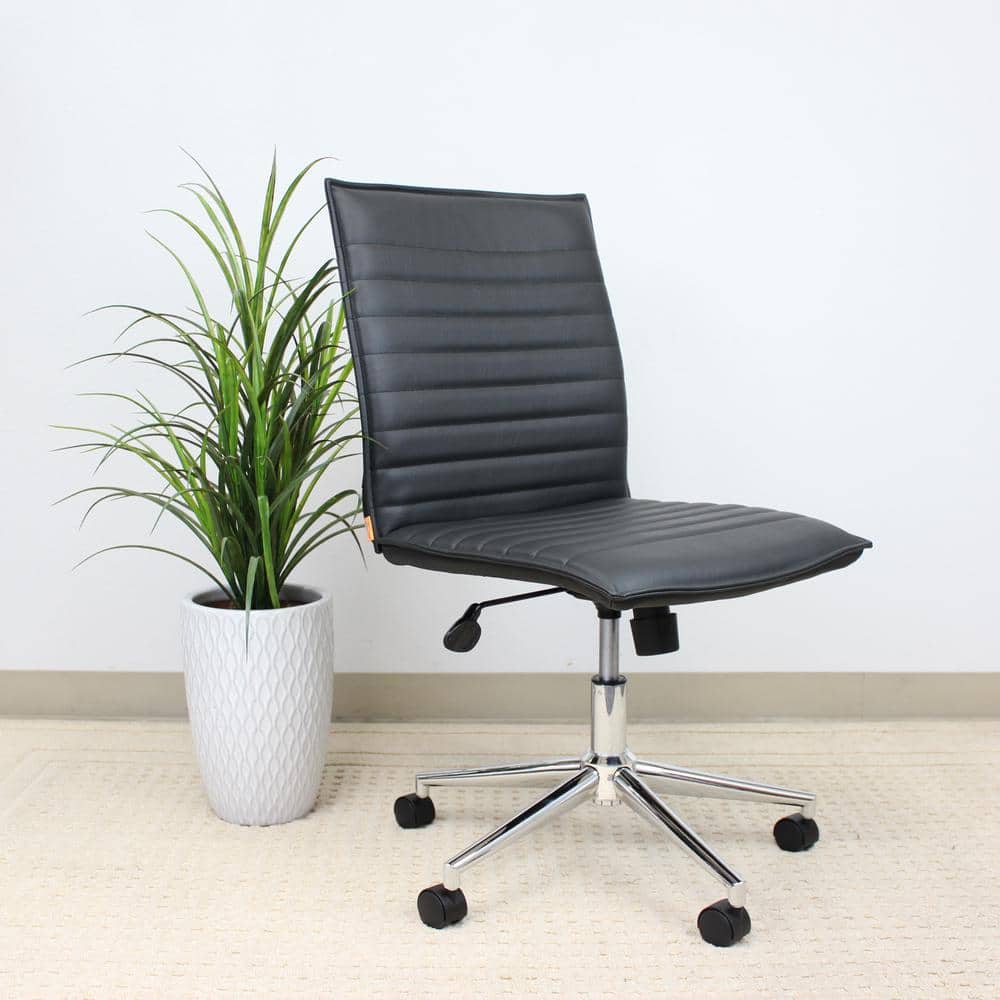 BOSS Office Products Black Contemporary Armless Desk Chair B9534C