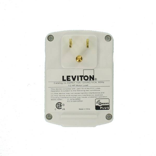 Leviton Dzpa1 Decora Z-wave Controls 15-amp Plug-in Appliance Module for sale online 