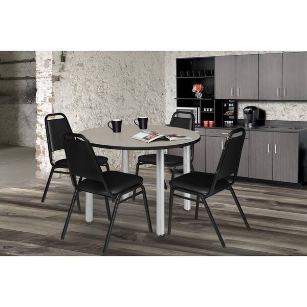 Round Cafe Breakroom Top in Walnut (36 in./White)