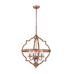 Sakari 4-Light Antique Gold Globe Chandelier for Dining/Living Room, Bedroom with No Bulbs Included