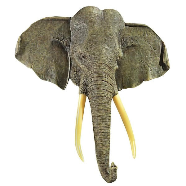 Design Toscano 32.5 in. x 30 in. Herd Chieftain Elephant Illuminated Wall Sculpture
