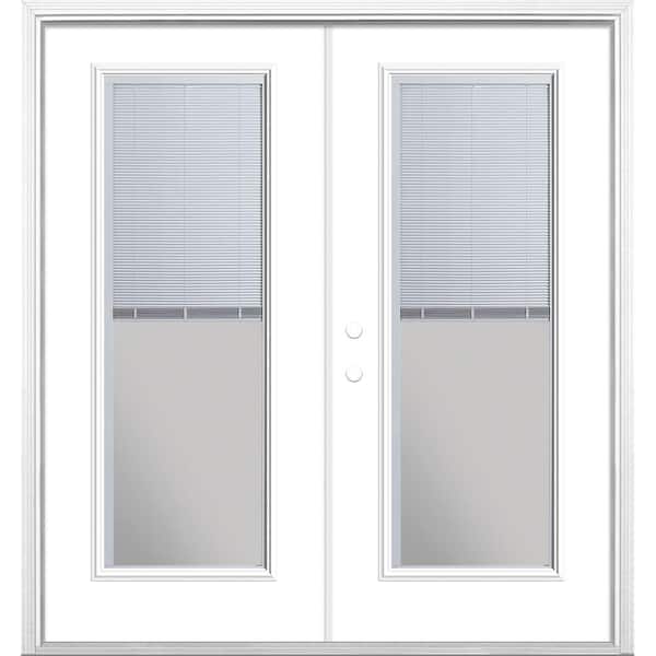 Masonite 72 in. x 80 in. Ultra White Steel Prehung Right-Hand Inswing Mini Blind Patio Door in Vinyl Frame with Brickmold