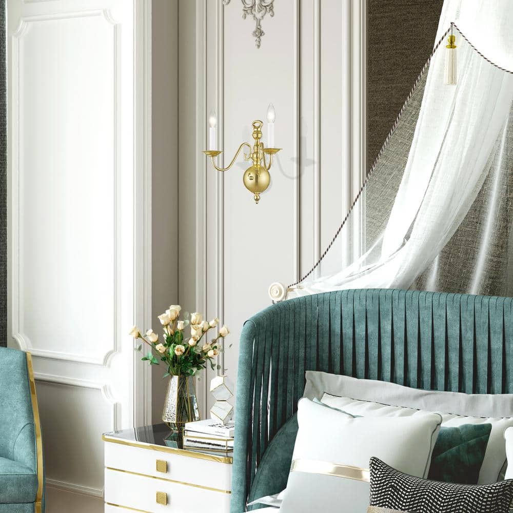Polished Brass 2-Light Traditional Wall Sconce