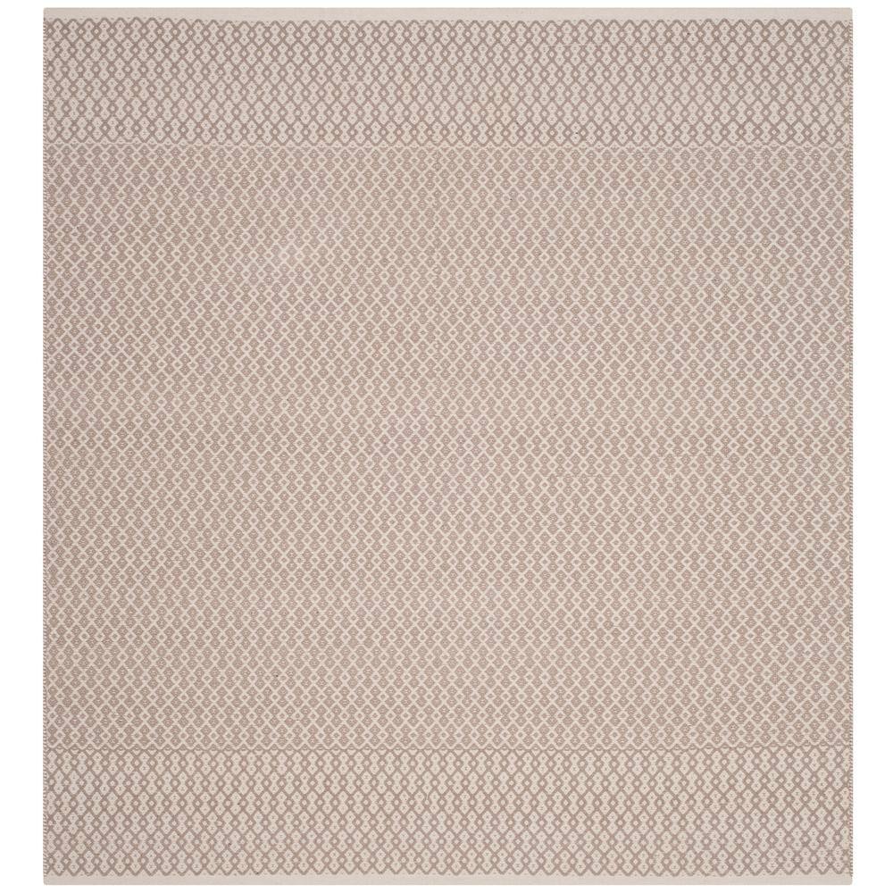 Ivory and Grey Hand Woven Cotton Square Area Rug