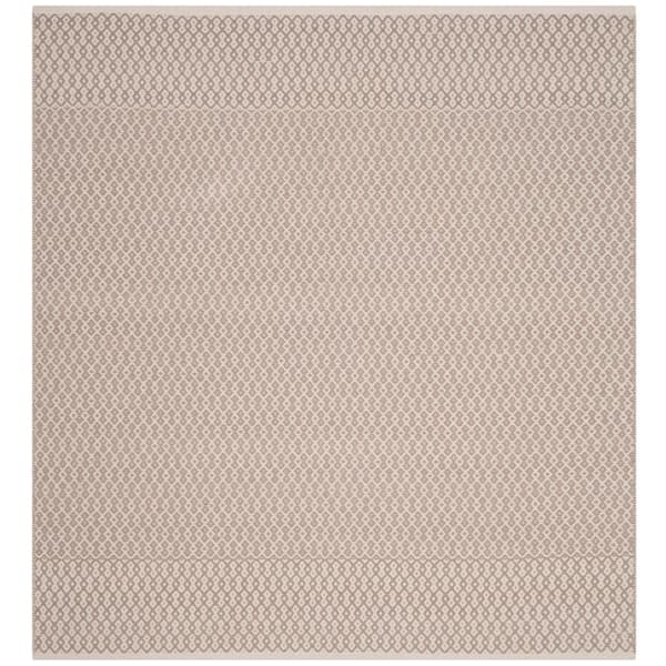 SAFAVIEH Montauk Ivory/Gray 4 ft. x 4 ft. Interlaced Multi-Diamond Geometric Square Area Rug